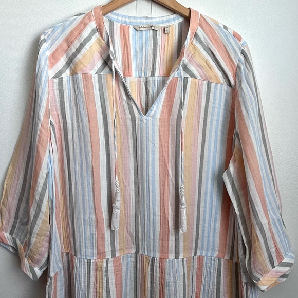 Soft Surroundings Laguna Gauze Midi Tiered Dress - Picture 5 of 15